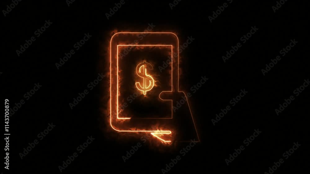 Glowing neon line Smart phone with dollar symbol icon isolated on black background.Financial mobile phone. Online payment. 4K Video motion graphic animation Glowing neon line Smart phone with dollar symbol icon isolated on black background.Financial mobile phone. Online payment. 4K Video motion graphic animation
