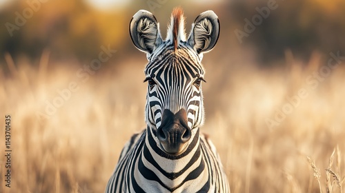 Zebra in the wild. African wildlife, nature, animal portrait.