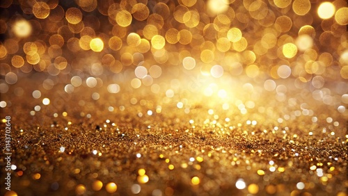 Golden Glitter Background with Sparkling Lights and Bokeh Effect