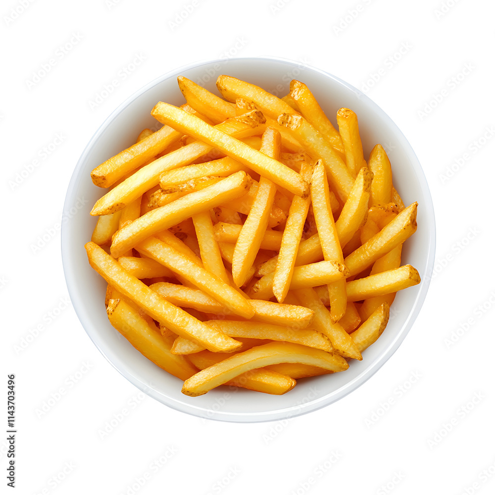 Bowl of golden french fries, crispy, delicious, isolated on white background. Bowl of golden french fries, crispy, delicious, isolated on white background.