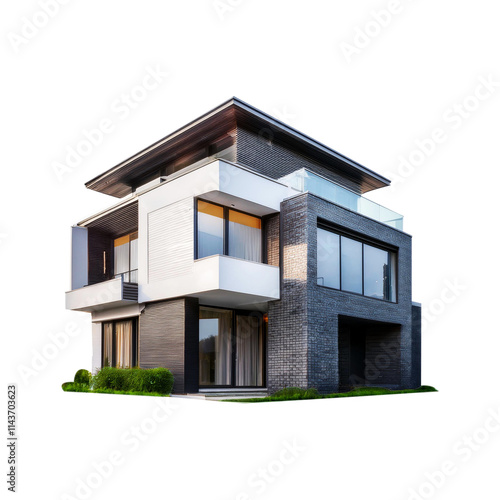 Beautiful building Modern house on transparent background