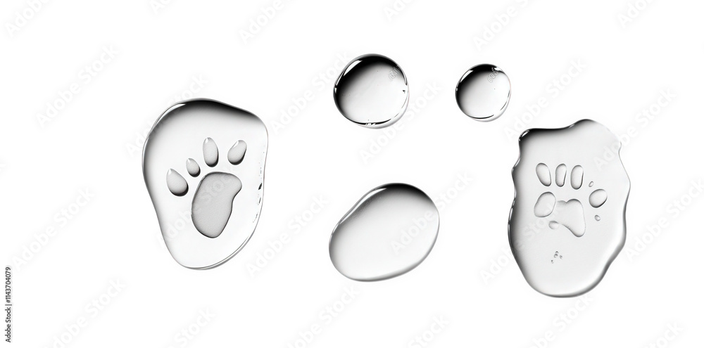 water droplets on a surface form the shape of a paw print water droplets on a surface form the shape of a paw print