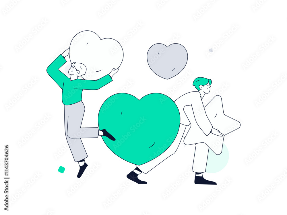 Happy Valentine's Day flat character vector concept business hand drawn illustration
Happy Valentine's Day flat character vector concept business hand drawn illustration