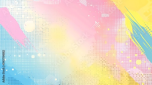 Wallpaper Mural Pastel Dreamscape: Abstract Art with Halftone and Brushstrokes Torontodigital.ca