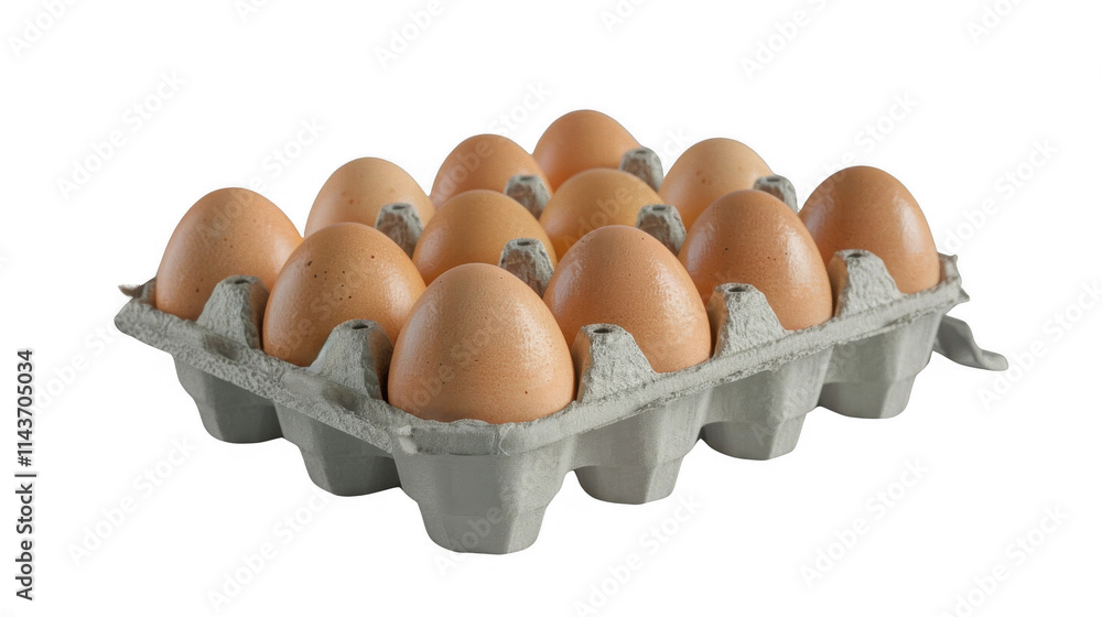 Egg carton filled with fresh eggs kitchen setting product photography bright lighting view culinary essentials