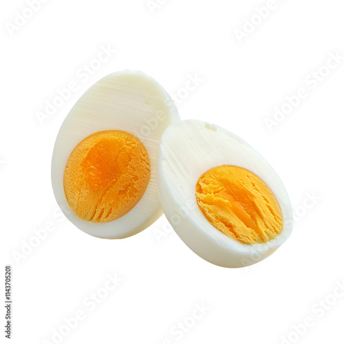 Sliced boil egg on transparent background