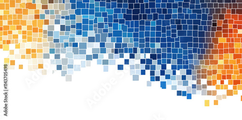 abstract mosaic background with blue. orange and white colors