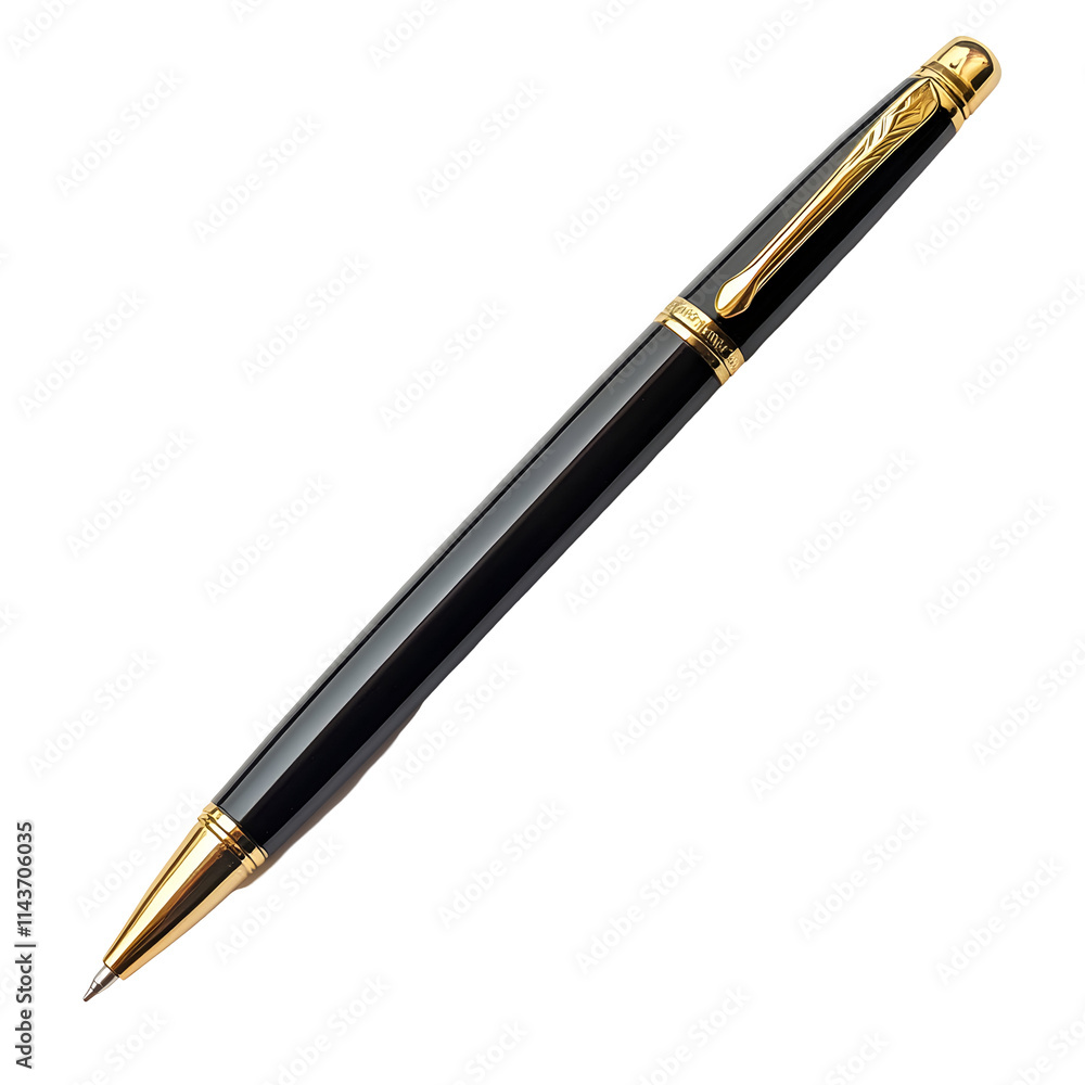 Elegant Black Pen Isolated on White Background, ideal for stationery mockup Elegant Black Pen Isolated on White Background, ideal for stationery mockup