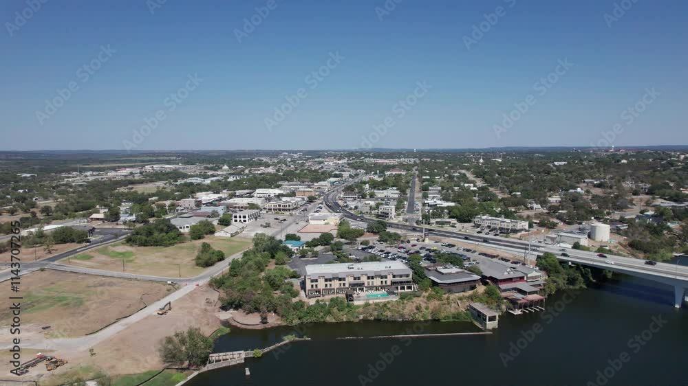 Marble Falls, Texas in the Hill Country as seen from above Lake LBJ, Aerial View Marble Falls, Texas in the Hill Country as seen from above Lake LBJ, Aerial View
