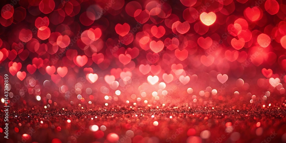 Romantic Red Heart Bokeh Background for Love and Valentine's Day Romantic Red Heart Bokeh Background for Love and Valentine's Day