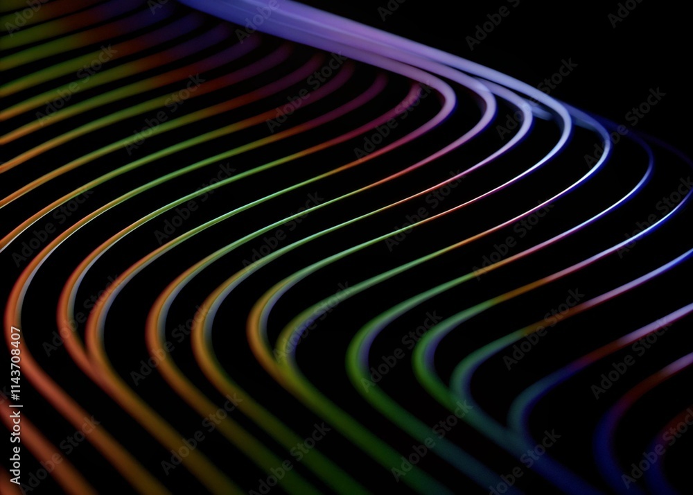 Abstract colorful lines on a dark background, creating a dynamic and mesmerizing visual effect. Abstract colorful lines on a dark background, creating a dynamic and mesmerizing visual effect.