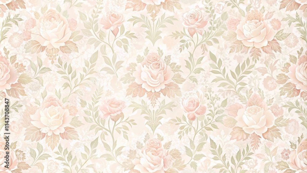Elegant Pastel Rose Floral Pattern Design for Textile and Wallpaper Elegant Pastel Rose Floral Pattern Design for Textile and Wallpaper