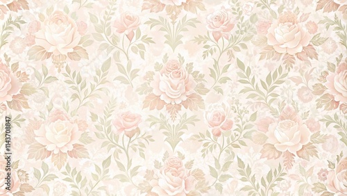 Elegant Pastel Rose Floral Pattern Design for Textile and Wallpaper