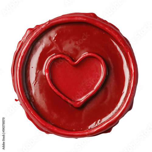 wax seal with a heart stamp isolated