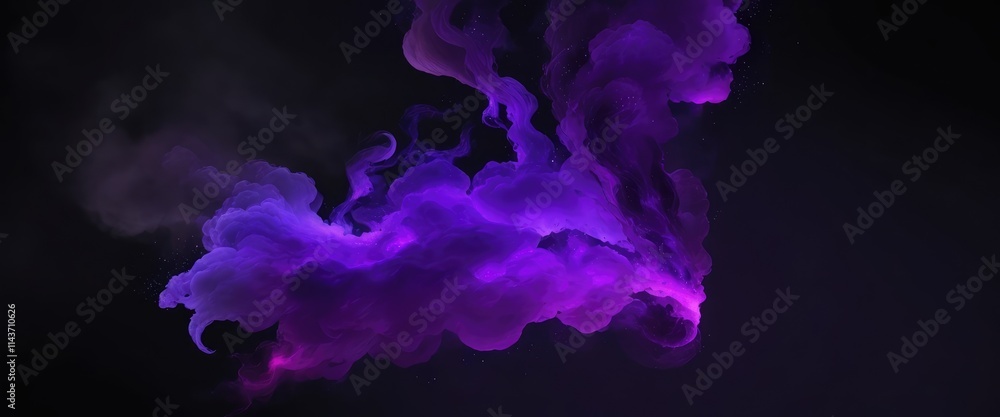 Fototapeta premium Abstract nebula smoke fire in Purple and Blue light isolated on a black background