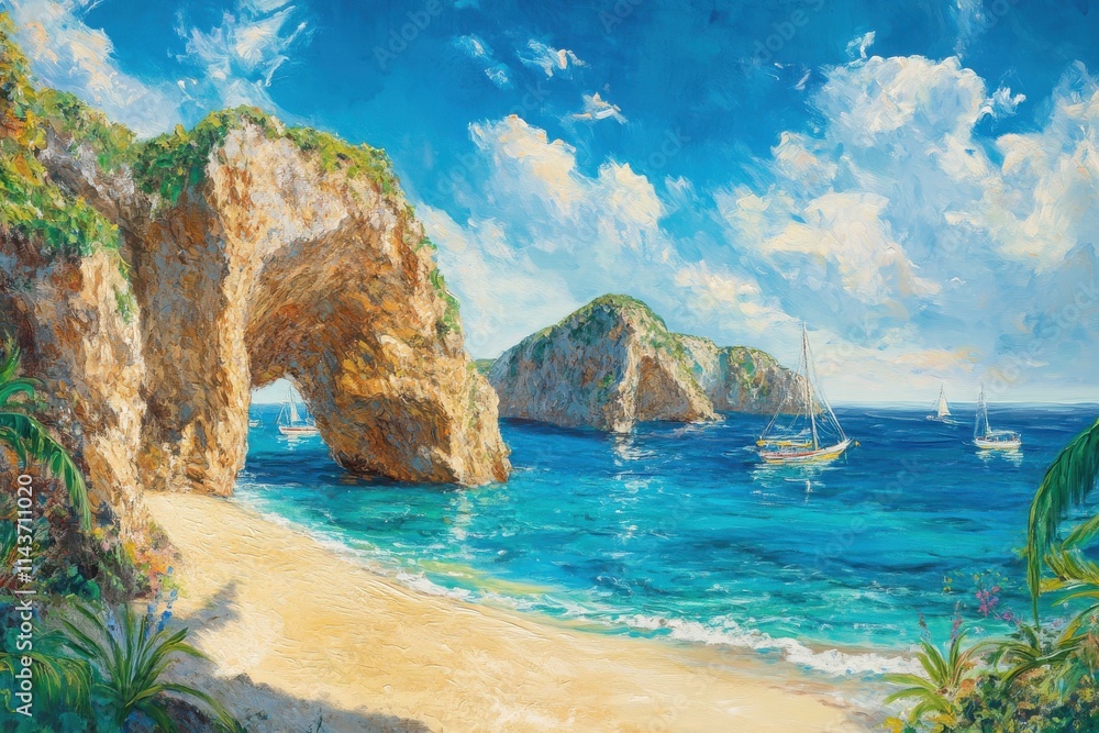 Fototapeta premium A captivating blend of sky sea, and land creates a picture-perfect tropical escape