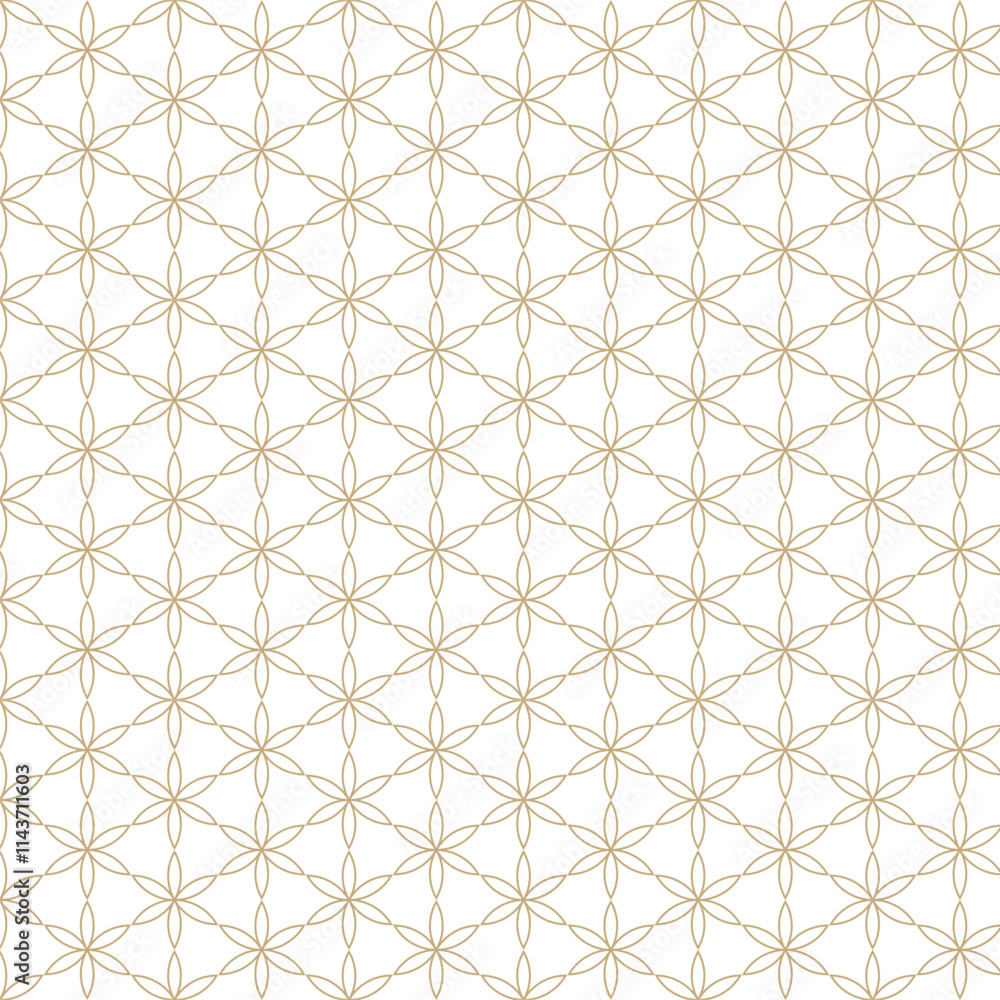 Gold line ornamental flowers seamless vector pattern. Gold line ornamental flowers seamless vector pattern.
