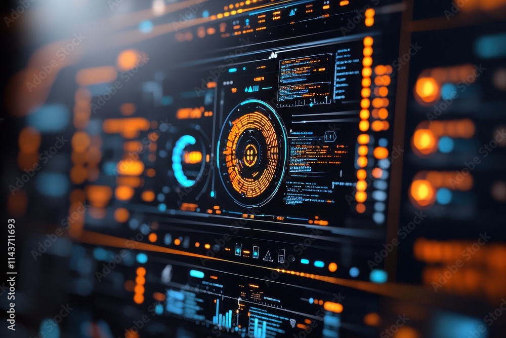 Fototapeta premium Ai-driven cybersecurity dashboard futuristic interface data security