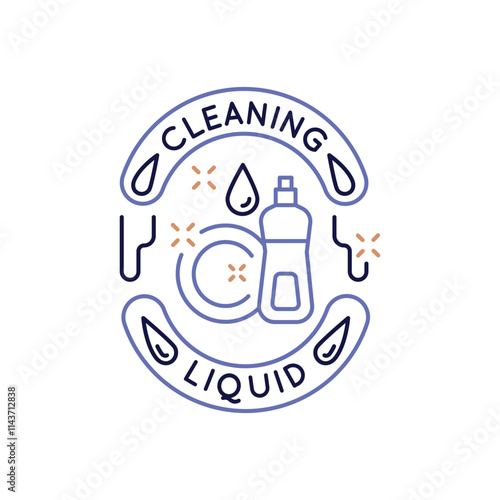 Simple Logo with cleaning liquid icon. Simple badge with cleaning liquid icon for social media, app, and web design. Vector illustration.