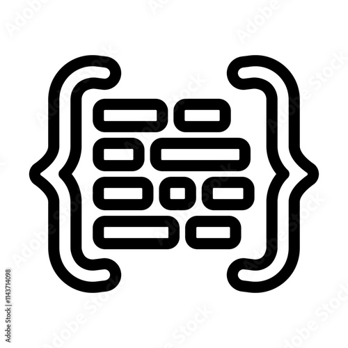 code brackets with letters nlp line icon vector. code brackets with letters nlp sign. isolated contour symbol black illustration