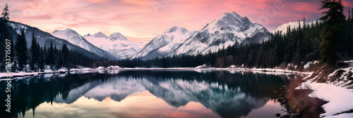 Calm and Majestic: A Serene View of British Columbia's Spectacular Mountain Landscape at Sunset