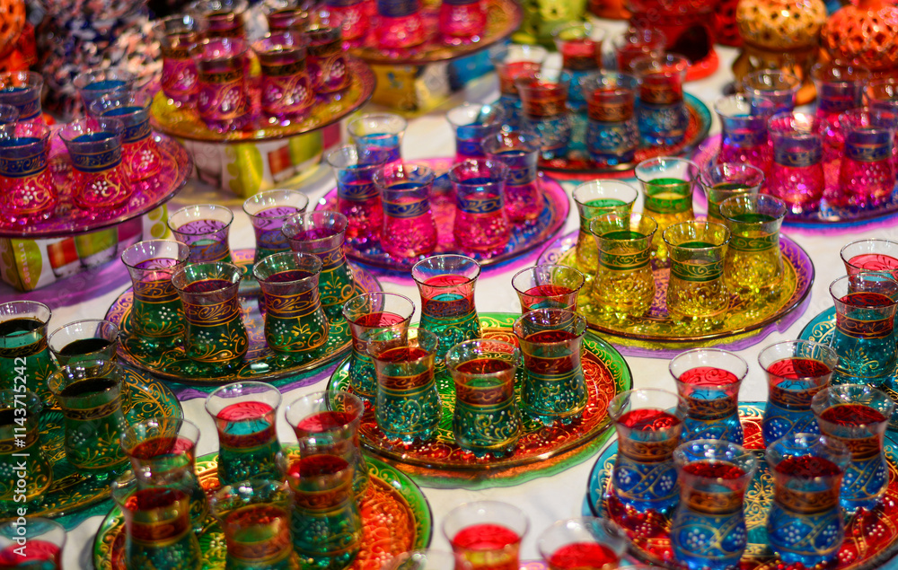 Fototapeta premium hand painted glasses for traditional tea