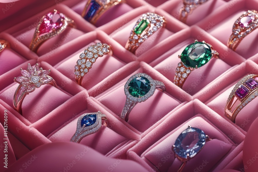 A collection of various rings featuring diamonds gemstones and intricate designs A collection of various rings featuring diamonds gemstones and intricate designs
