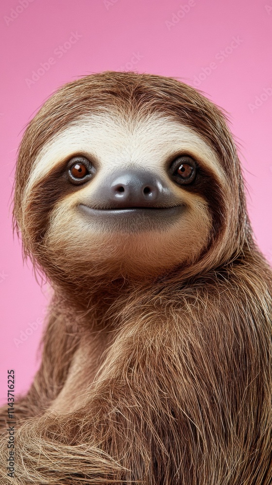 Fototapeta premium Happy sloth portrait. AI.