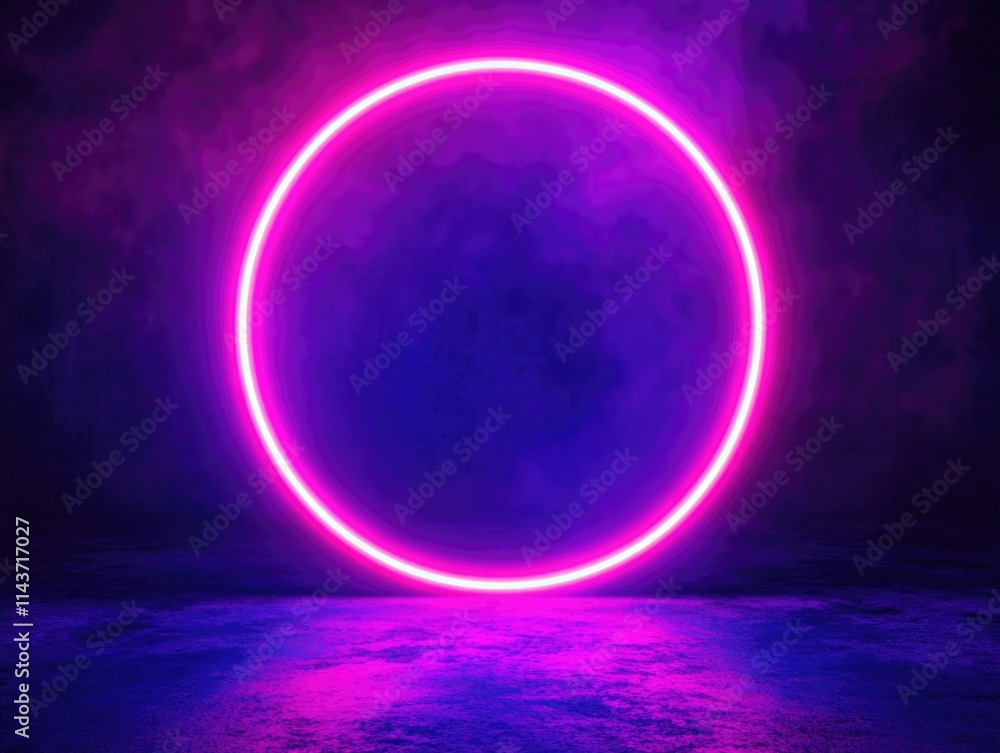Fototapeta premium Purple Neon Ring in Dark Room
