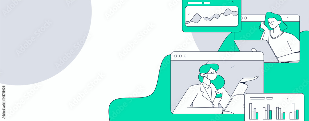 Flat vector illustration of business people operating work scene
Flat vector illustration of business people operating work scene