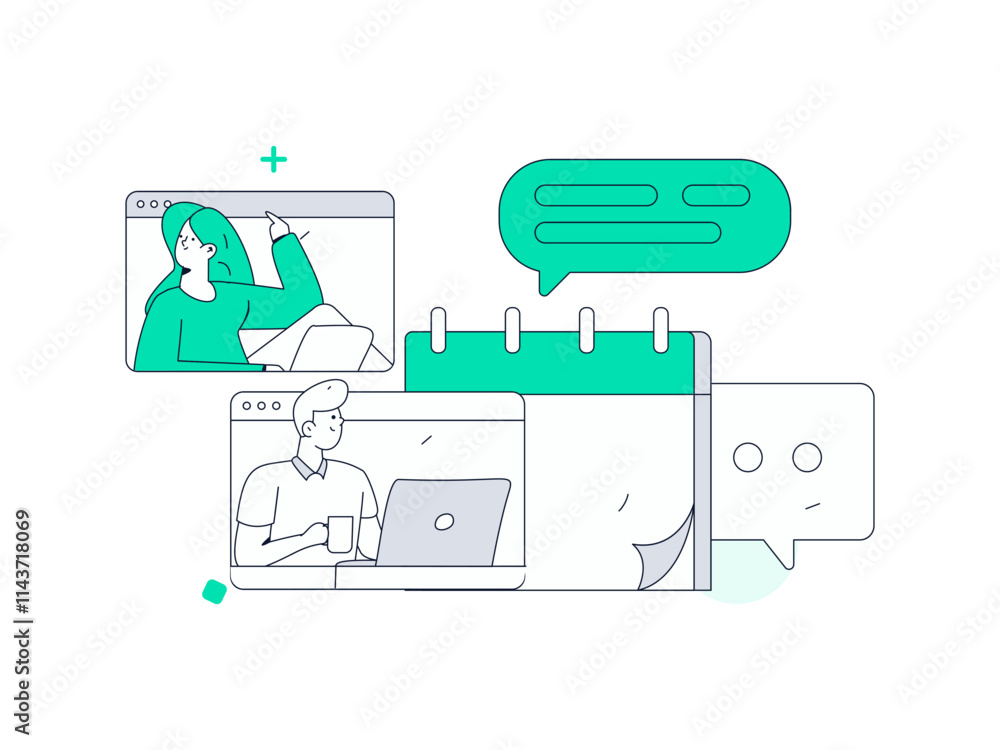 Flat vector illustration of business people operating work scene
Flat vector illustration of business people operating work scene