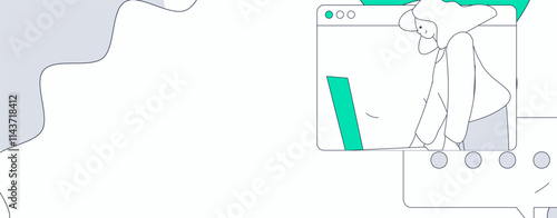 Flat vector illustration of business people operating work scene
