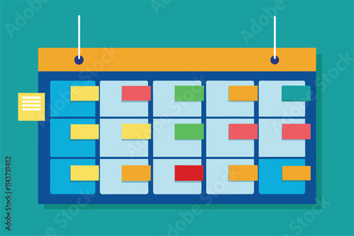 This visual representation displays a work schedule planner featuring color-coded blocks for better organization Work schedule, simple picture