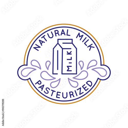 Simple Logo with Fresh farm pasteurized natural Milk natural icon. Simple logo with milk natural icon for social media, app, and web design. Vector illustration