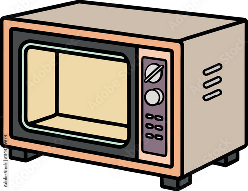  A Vintage Microwave Oven Cartoon vector art illustration 