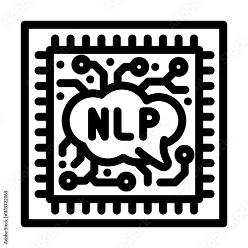 language processor chip nlp line icon vector. language processor chip nlp sign. isolated contour symbol black illustration