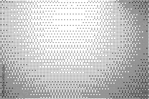 Bitmap pattern background with pixel. Gradient dotted halftone video dither effect. Grunge vintage wallpaper. Vector retro game glitch abstract noise.