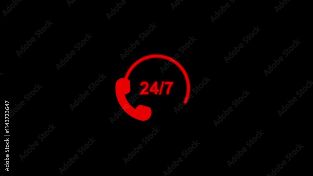 24 Hours 7 Days Week Numbers Clock Animation ,Customer support animated icon. 24, 7 support icon in hand draw style, symbolizing the concept of 24/7 availability and customer HD video with alpha 24 Hours 7 Days Week Numbers Clock Animation ,Customer support animated icon. 24, 7 support icon in hand draw style, symbolizing the concept of 24/7 availability and customer HD video with alpha