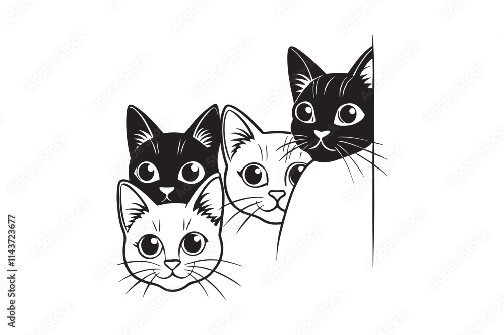 black and white cat illustration black and white cat illustration