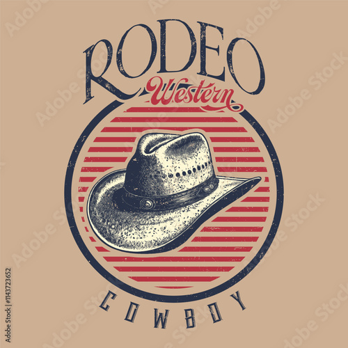 Western rodeo vintage cowboy hat cap vector with typography design, Cowboy western and wild west theme. Hand-drawn vector. beautiful pattern for fashion design vector illustration, Arizona desert