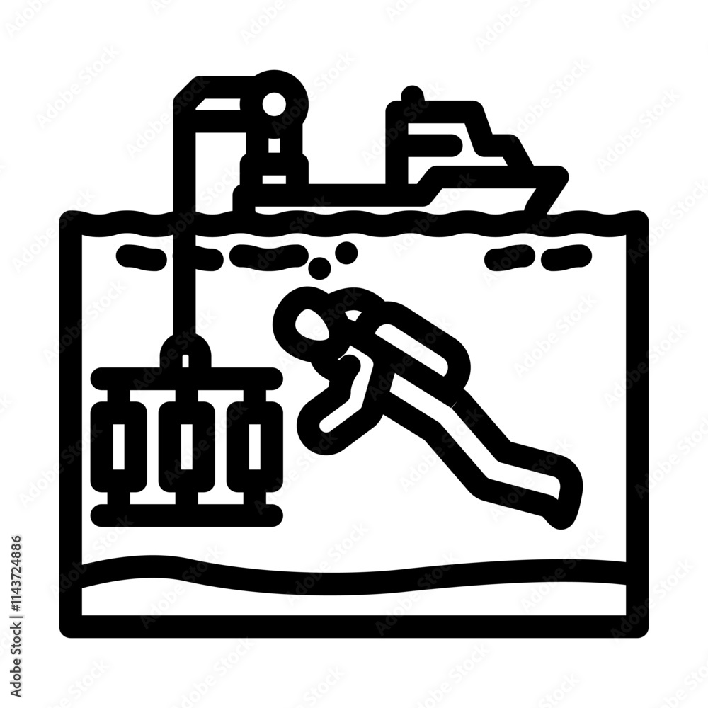 oceanographer with equipment world ocean line icon vector. oceanographer with equipment world ocean sign. isolated contour symbol black illustration oceanographer with equipment world ocean line icon vector. oceanographer with equipment world ocean sign. isolated contour symbol black illustration