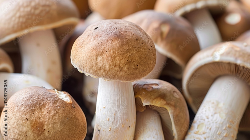 Mushroom shown on a simple background, amazing mushroom biology. Background delicate, mushroom obvious.
