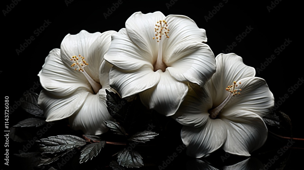 Fototapeta premium white flower on black background HD 8K wallpaper Stock Photographic Image