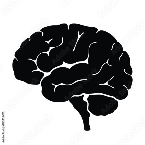 Human brain black silhouette illustration