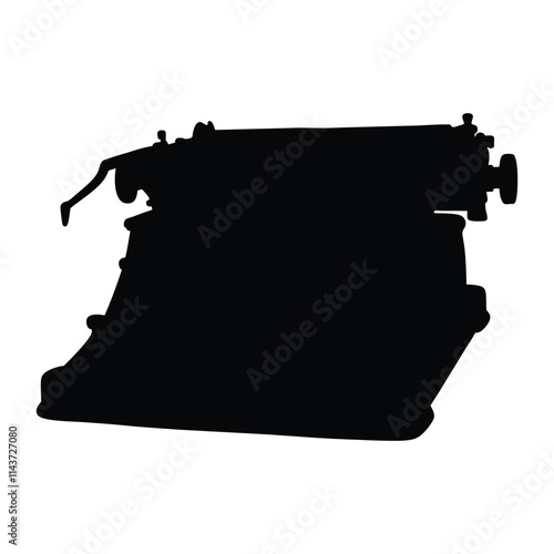 Old fashioned typewriter silhouette illustration isolated on a white background