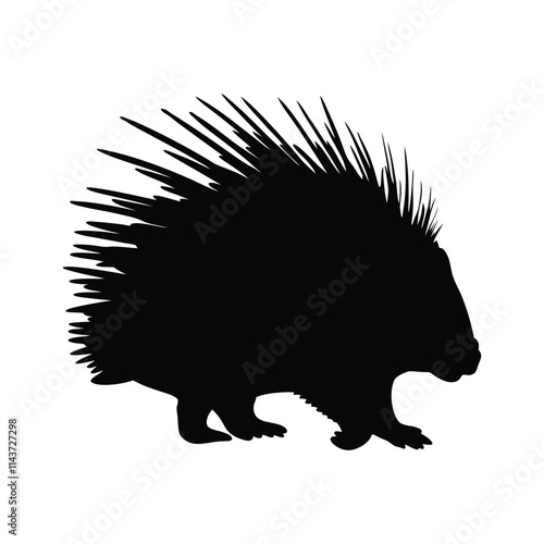 Porcupine vector silhouette illustration.eps