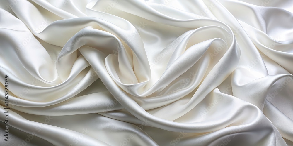 Obraz premium Close-up drone photography reveals exquisite white silk's subtle texture. High-res.