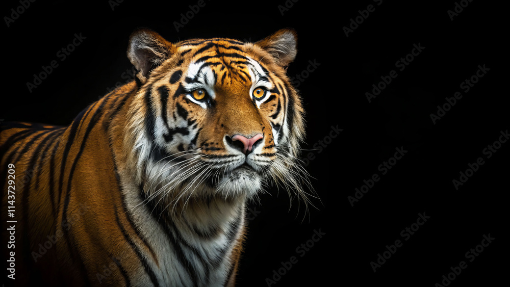 Naklejka premium Chinese new year celebration with golden decorations and tiger symbolism in festive urban environment