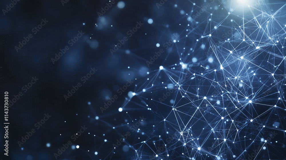 Fototapeta premium Digital network connections create vibrant blue technology background