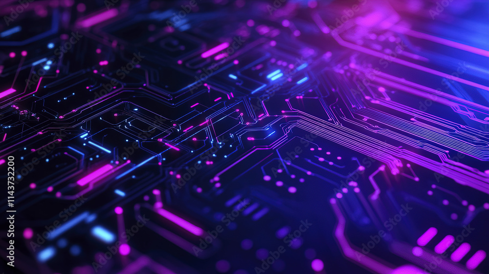 Vibrant blue and purple technology background with intricate circuits Vibrant blue and purple technology background with intricate circuits